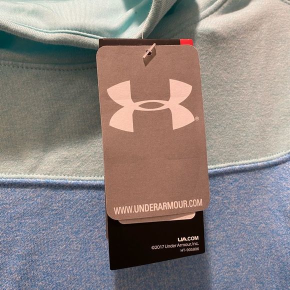 Under Armour Hoodie Youth Pullover Blue Colorblock Funnel Neck Sweatshirt 0130 - Picture 4 of 10